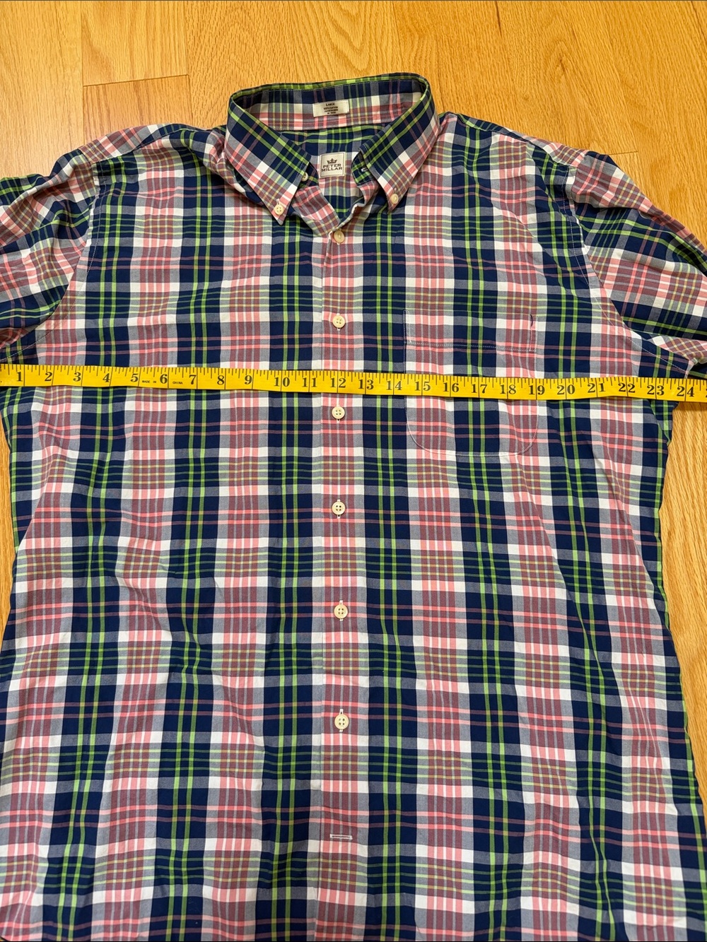 Peter Millar men’s large plaid cotton shirt. - Picture 4 of 5